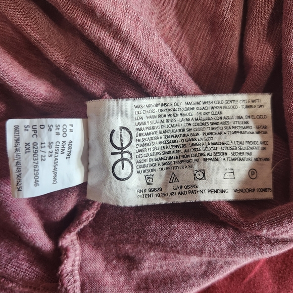 Jessica Simpson Womens Flutter Sleeve V Neck Tee Mauve Rum Raisin XXL Soft Relax - Picture 8 of 8